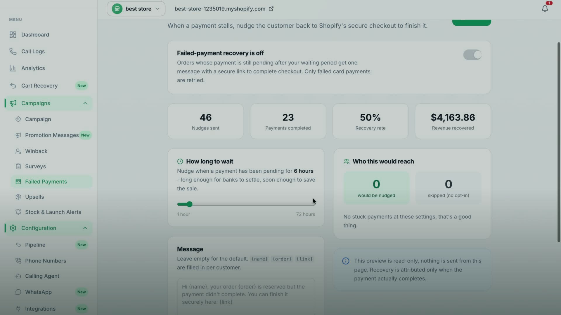 Failed Payment Recovery demo