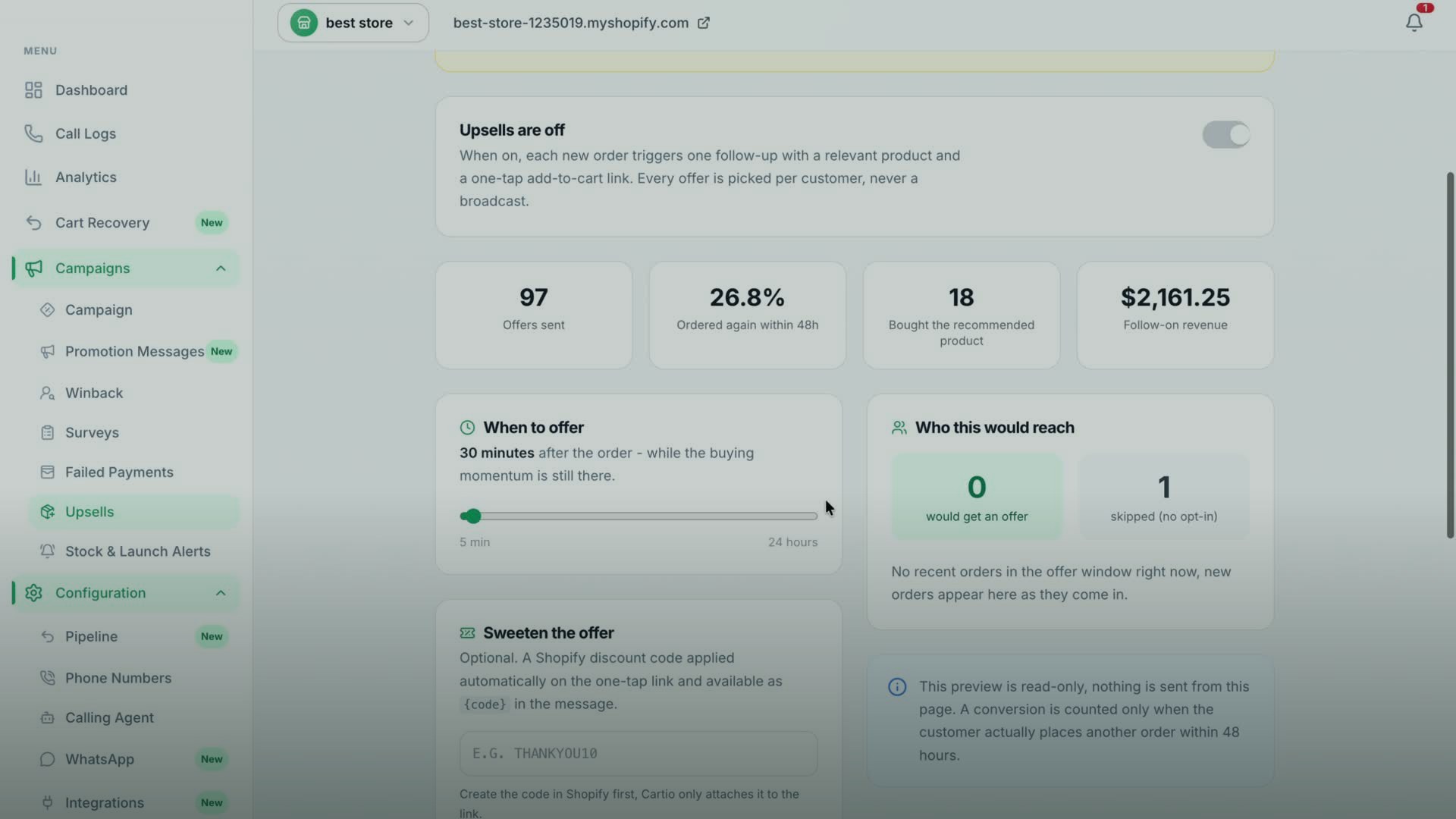Post-Purchase Upsell demo